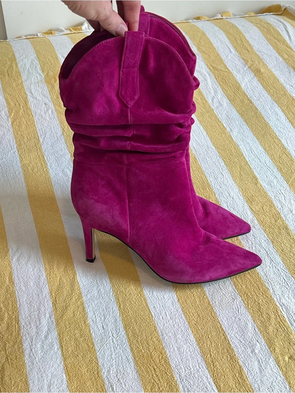 Nine West pink leather Suede Pointed-Toe Slouch Boot - Picture 4 of 7